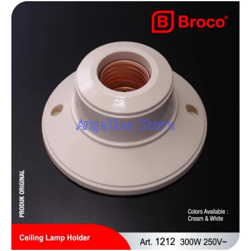 Fiting Plafon~Fiting Lampu Plafon~Fiting Plafon Broco~BULAT~Broco~1212~CREAM~E27~SNI