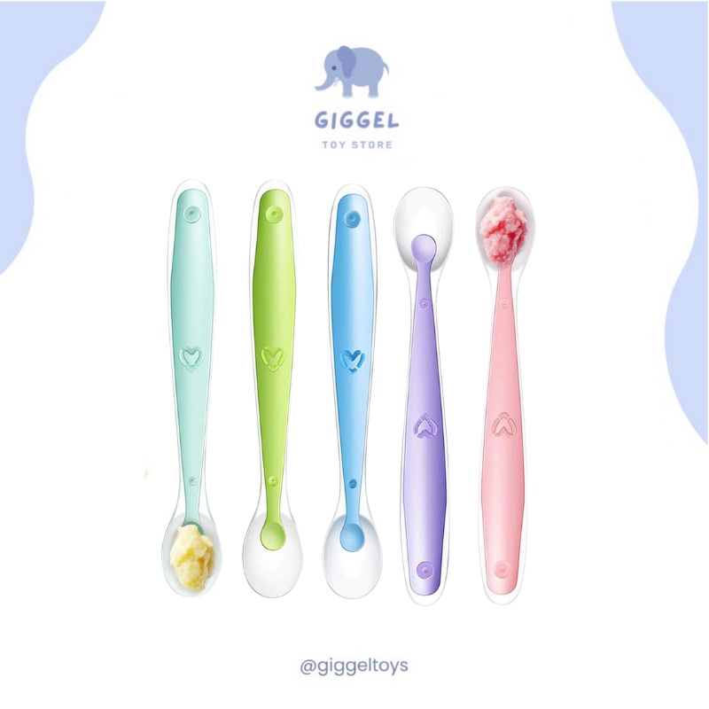 [ Giggel ] Sendok Bayi Silikon / Colorfull Baby Spoon BFA Free / Baby Safety Spoon