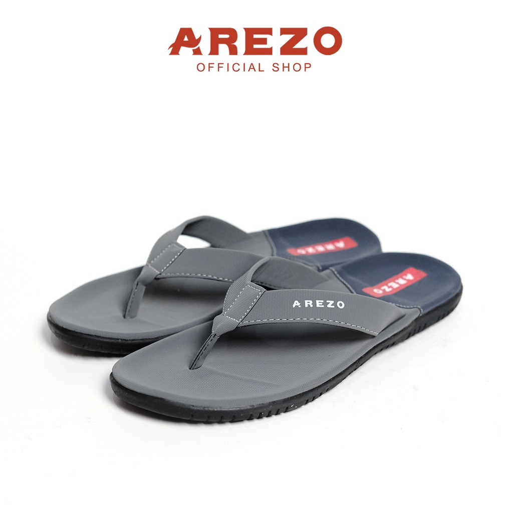 Sandal jepit Pria / Sandal kulit Casual  Arezo Abu-abu / Sendal Santai Pria dewasa Kualitas Terbaik 