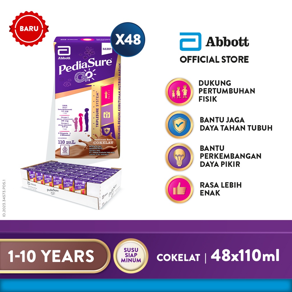 PediaSure Go Cokelat (1-10th) - Nutrisi UHT - 48x110ml ABBOTT OFFICIAL STORE