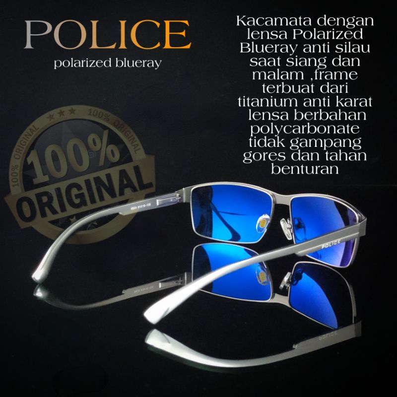 KACAMATA SPORTY FASHION POLICE P24 AKSESORIS MINUS PHOTOCROMIC POLARIZED ANTISILAU ANTIRADIASI FRAME