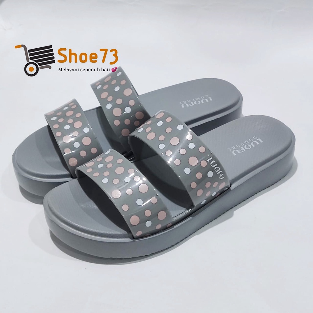 LUOFU E 7199 A1S-B60 NEW SIZE 36-40 ORIGINAL l Sandal Selop ban 2 jelly wanita l Sendal kokop cewek impor