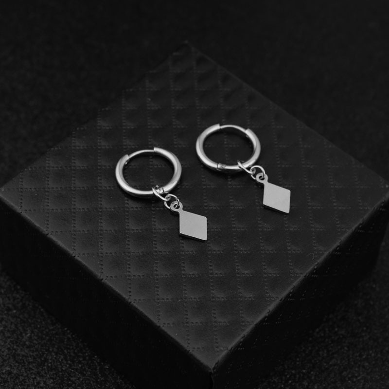 Wang Yibo Anting Gaya Yang Sama Anting Piece Persegi Kecil Sederhana Stainless Steel Anting Tanpa Tindik Peripheral