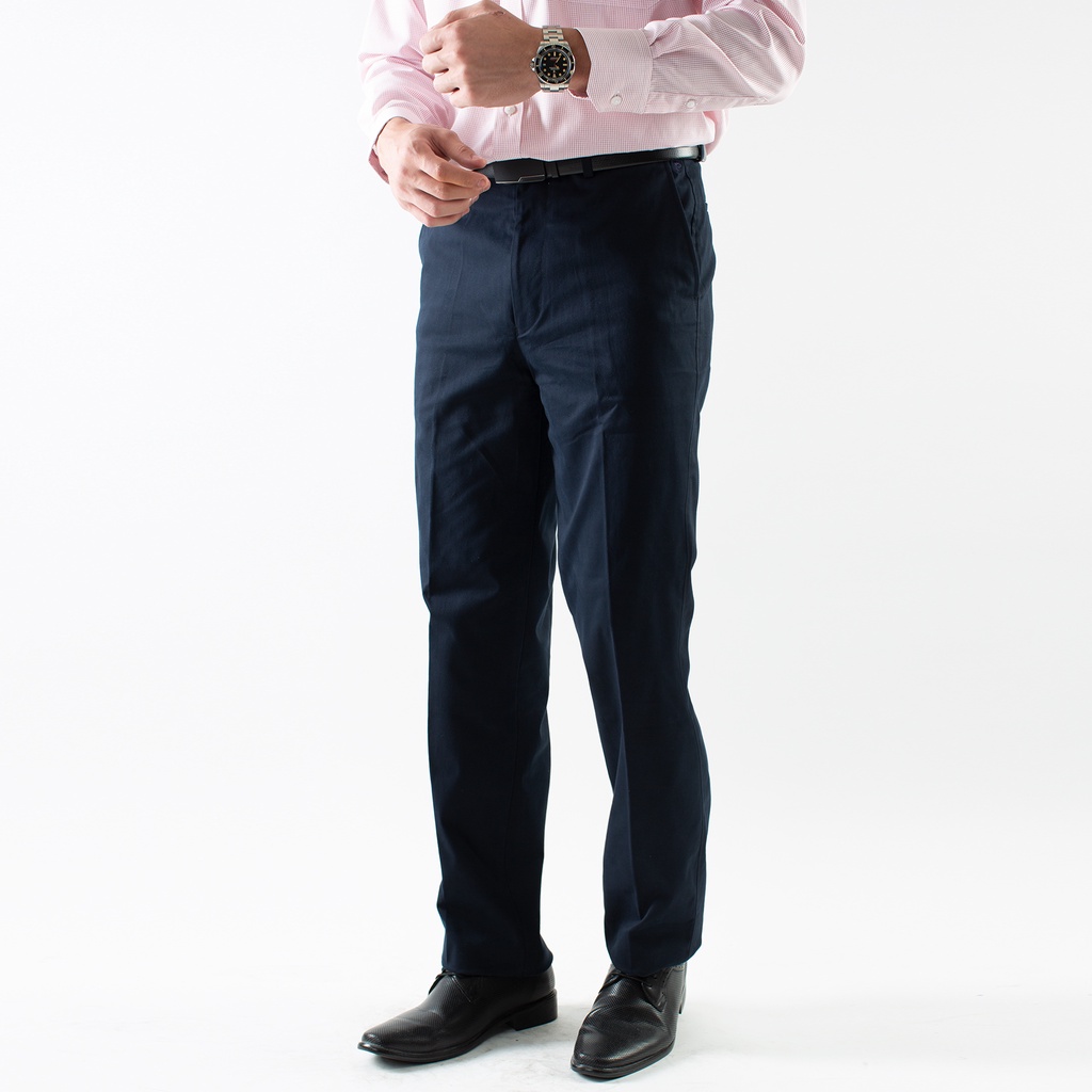 Pierre Cardin Celana Panjang Chino Pria Prussian & Diego Blue