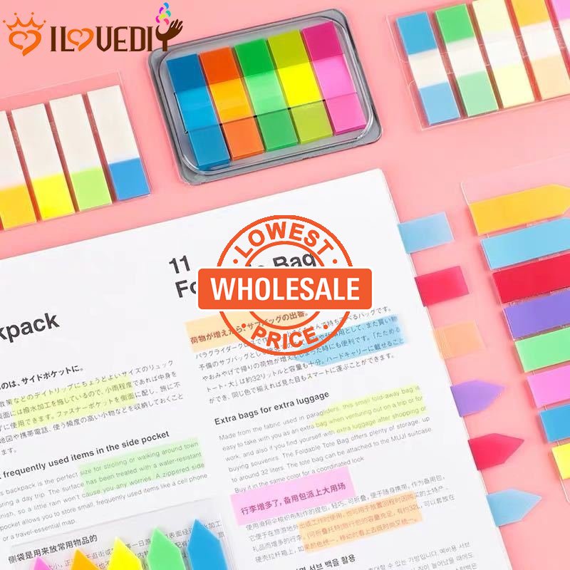 [Harga Grosir] 5warna Alat Tulis Siswa PET Sticky Notes Colorful Index Stiker Loose-leaf Notes Index Stiker Perlengkapan Kantor Sekolah