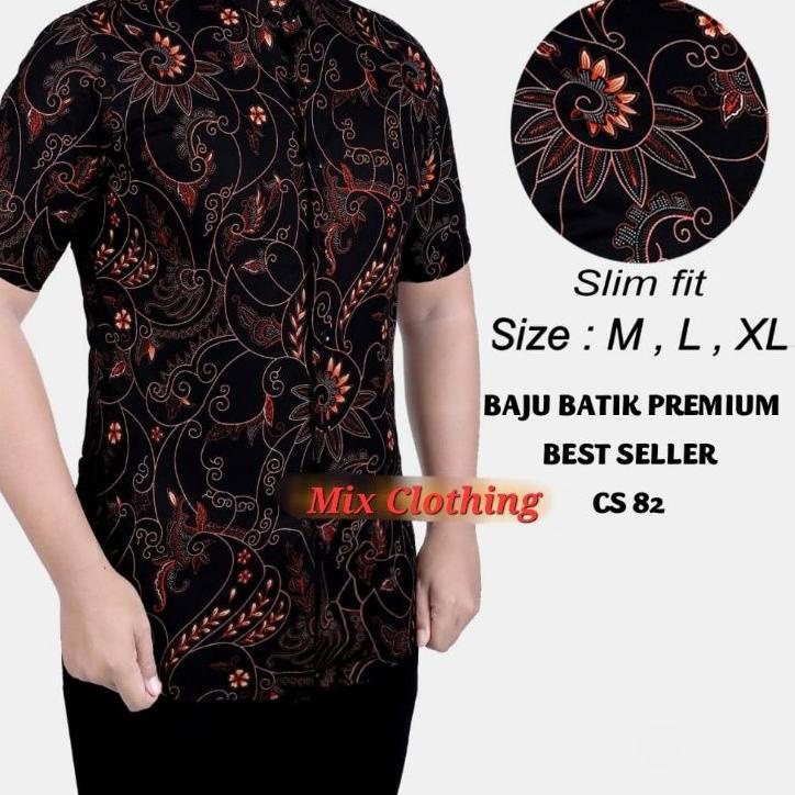 ➺➩⋆❀ BAJU BATIK PRIA LENGAN PENDEK | KEMEJA PRIA SLIM FIT COLIN DION CS 17 Best Produk