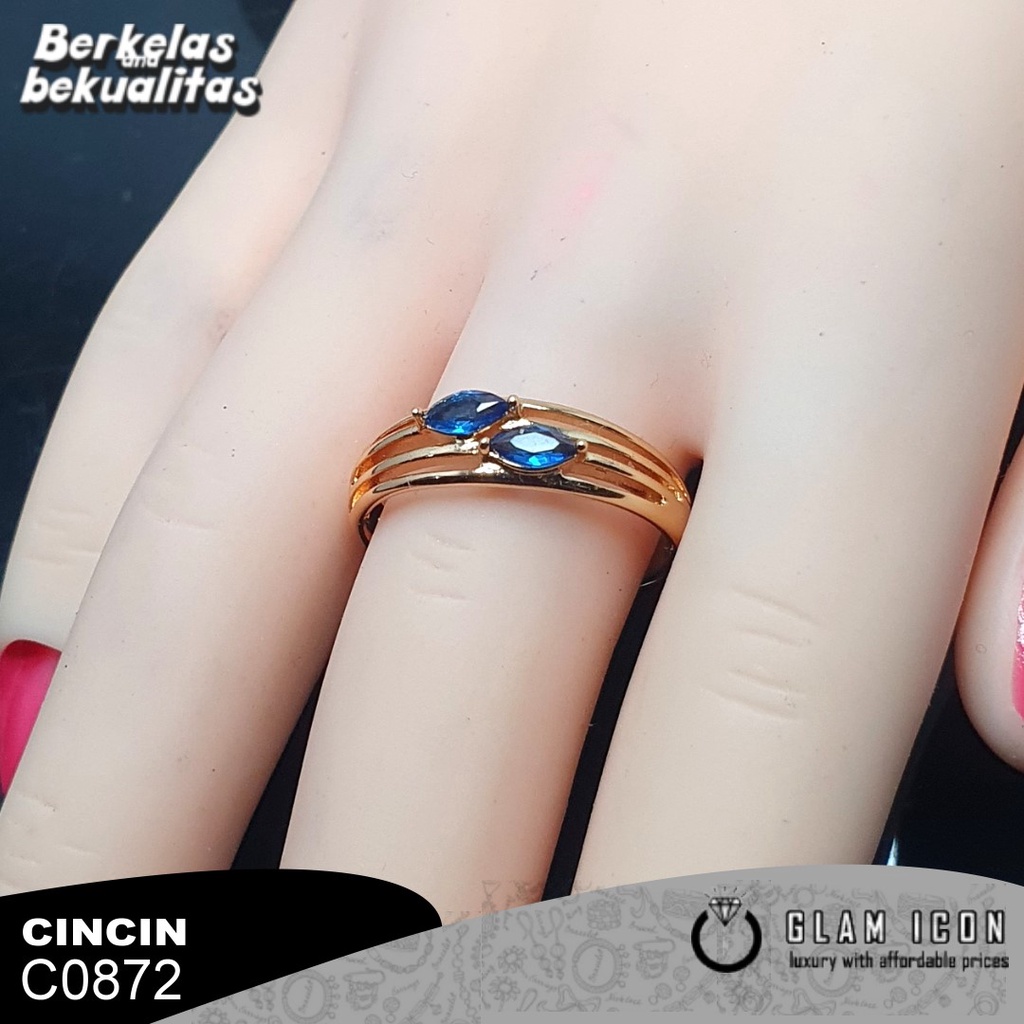 Cincin Wanita Motif layer dua Mata Biru C0872 CCG