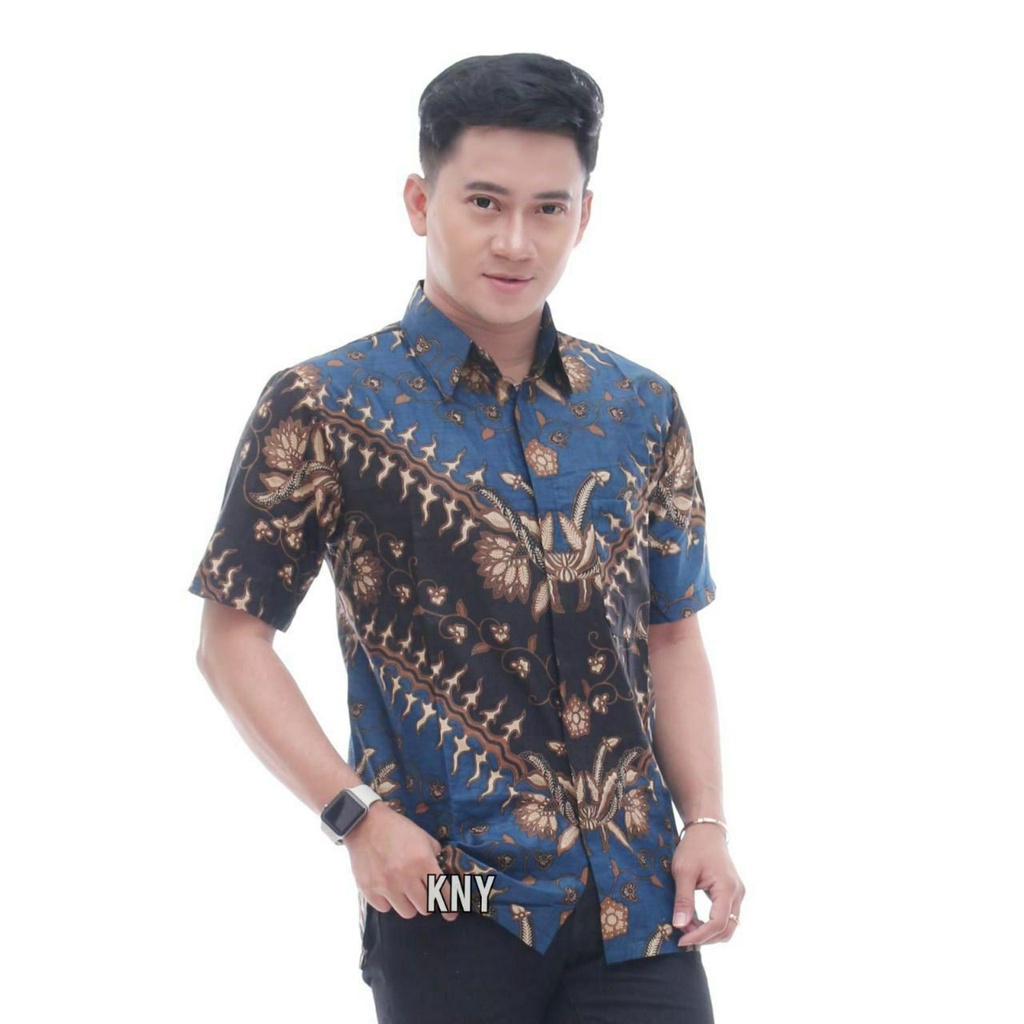 GROSIR BATIK kemeja PRIA LENGAN PENDEK  jumbo MOTIF KERIS BERBAHAN ADEM &amp; NYAMAN