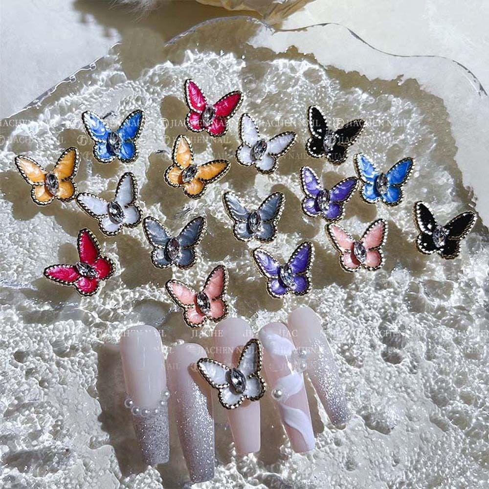 Agustina Kartun Dekorasi Kuku Wanita Jepang 3D Nail Art Drills Butterfly Manicure Aksesoris Bunga Perhiasan Kuku