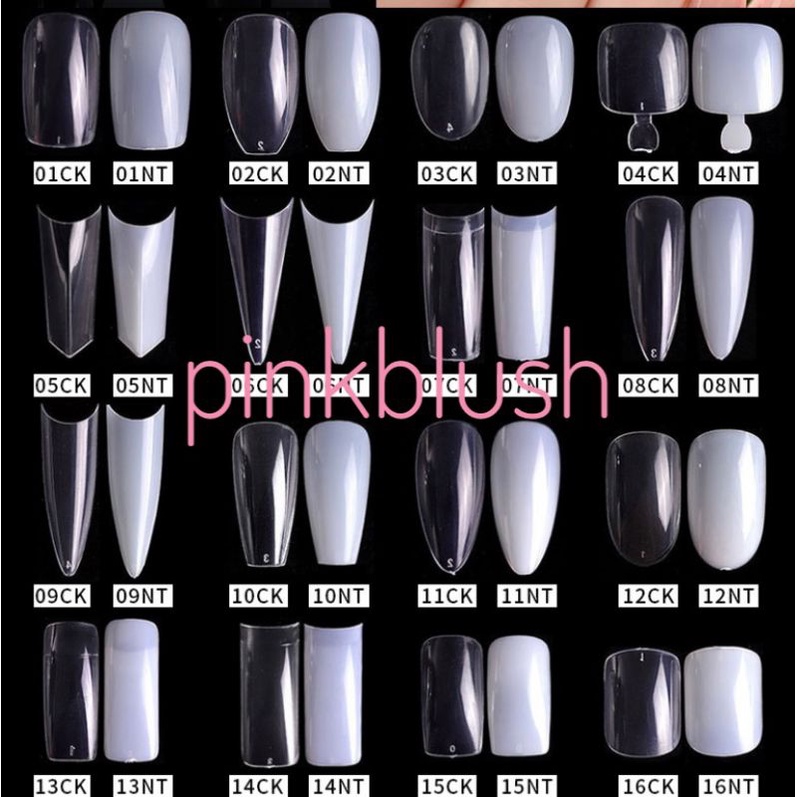 Kuku Palsu bening polos isi 500 kuku untuk extention/Fake Nails/Kuku Transparant