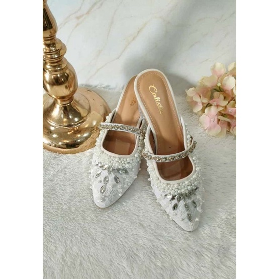 Glass heels Selop pengantin| Selop pesta wanita|Selop wisuda|heels wanita