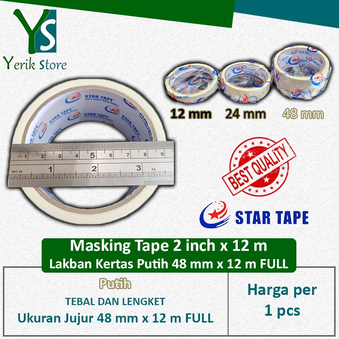 

Masking Tape Putih 2 inch x 12 m FULL (48 mm x 12 m) LAKBAN KERTAS