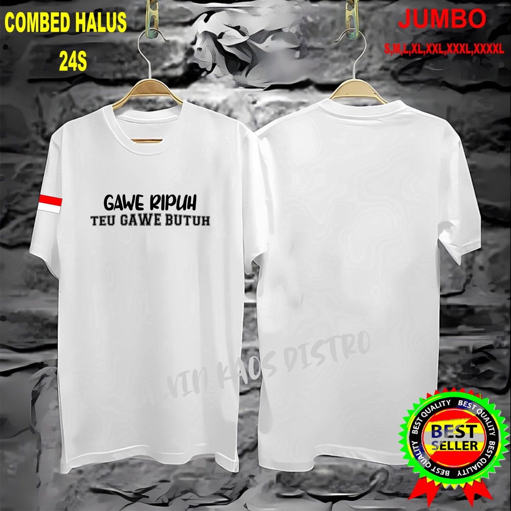 APPS Promo Diskon Kaos GAWE RIPUH TEU GAWE BUTUH Kaos Terlaris Kualitas Terjamin/Kaos MurahKaos katun/Pakaian Pria pakaian Wanita/Kaos Distro Pria/Kaos Pakaian Pria Kaos Promo/Best Seller