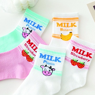 ⭐️𝐈𝐇𝐒 𝟗𝟖𝟑 𝐋𝐚𝐦𝐩𝐮𝐧𝐠⭐️Kaos Kaki Pria Wanita Motif Milk Kaos Kaki Panjang Casual Style