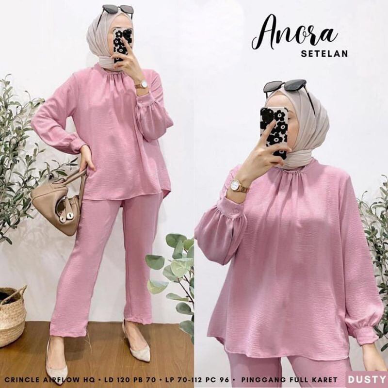 ANORA SET WD BAHAN CRINKLE AIRFLOW MOTIF POLOS SIZE M L XL XXL DAPAT BAJU ATASAN DAN CELANA PANJANG SETCEL CRINKLE PREMIUM SETELAN WANITA TERBARU 2023 KEKINIAN ONE SET WANITA KOREAN STYLE MUSLIM PAKAIAN MUSLIM WANITA SET WANITA CASUA;