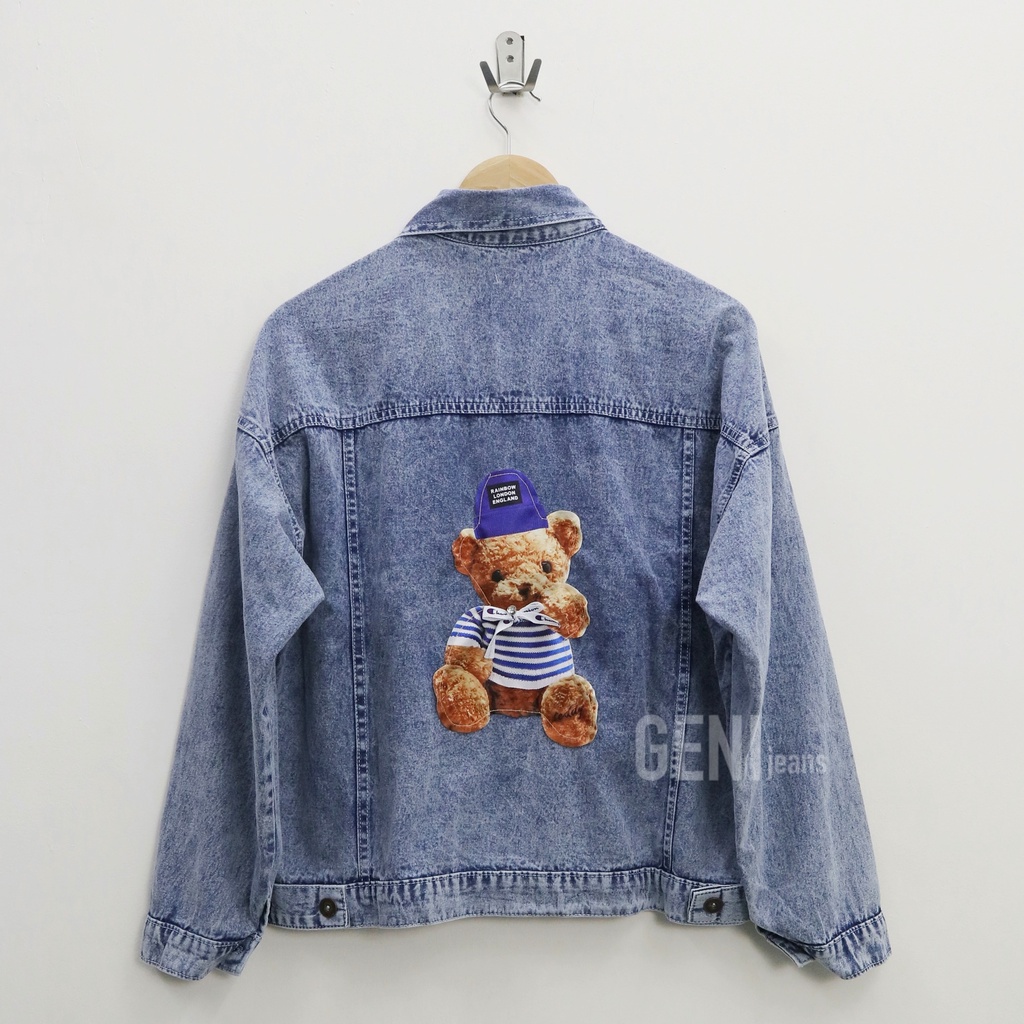 Oversize bear champ jacket jeans wanita by Genijeans