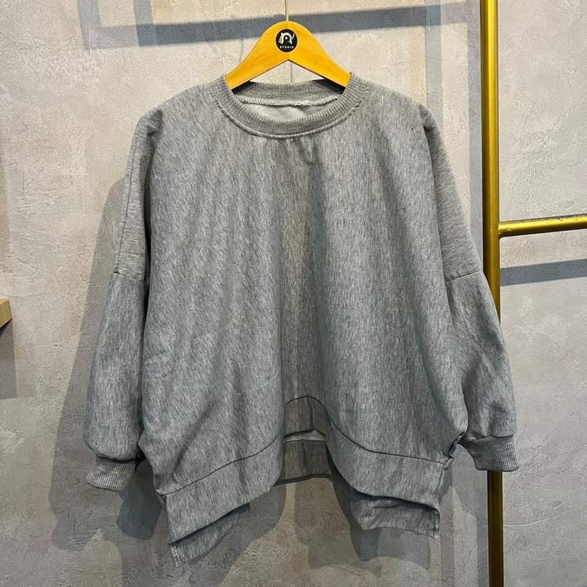 OVERSIZE SWEATER XXXL OBLONG WANITA BIG SIZE CREWNECK-LIGHT GREY