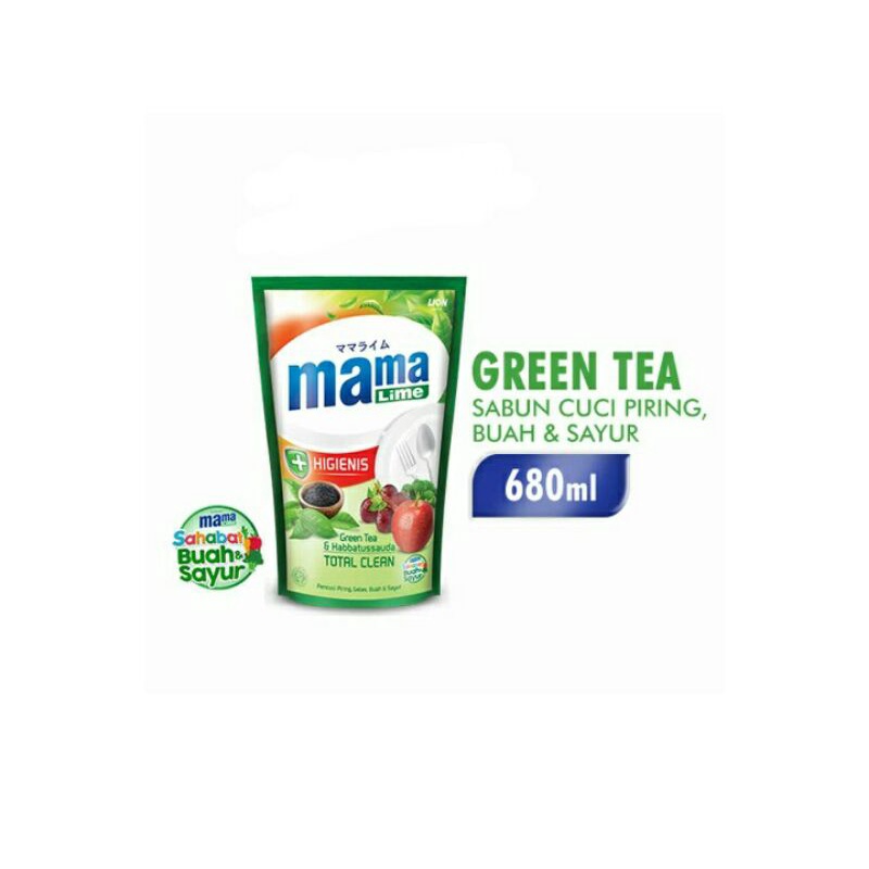 Mama Lime Cairan Pencuci Piring Refill GreenTea 680mL