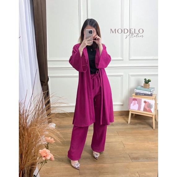 New Gwenda Outer Setcel - Setelan Cardy / Set Cardy / Tika Set / Poppy Set / Setelan Outer / Pleats