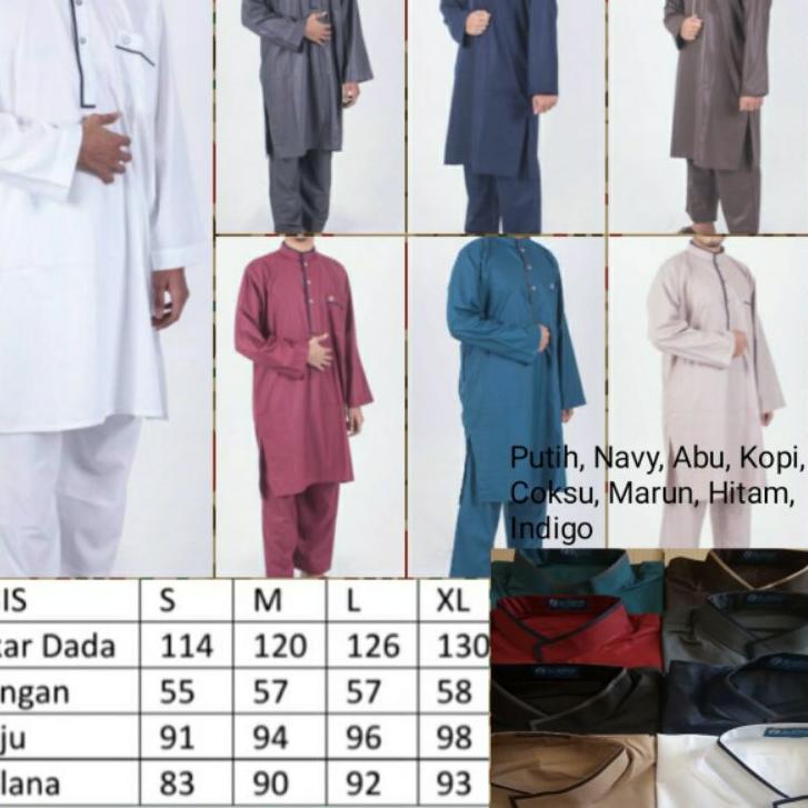 ♡ Al Khoir Set muslim gamis celana pria katun premium type madina ➧