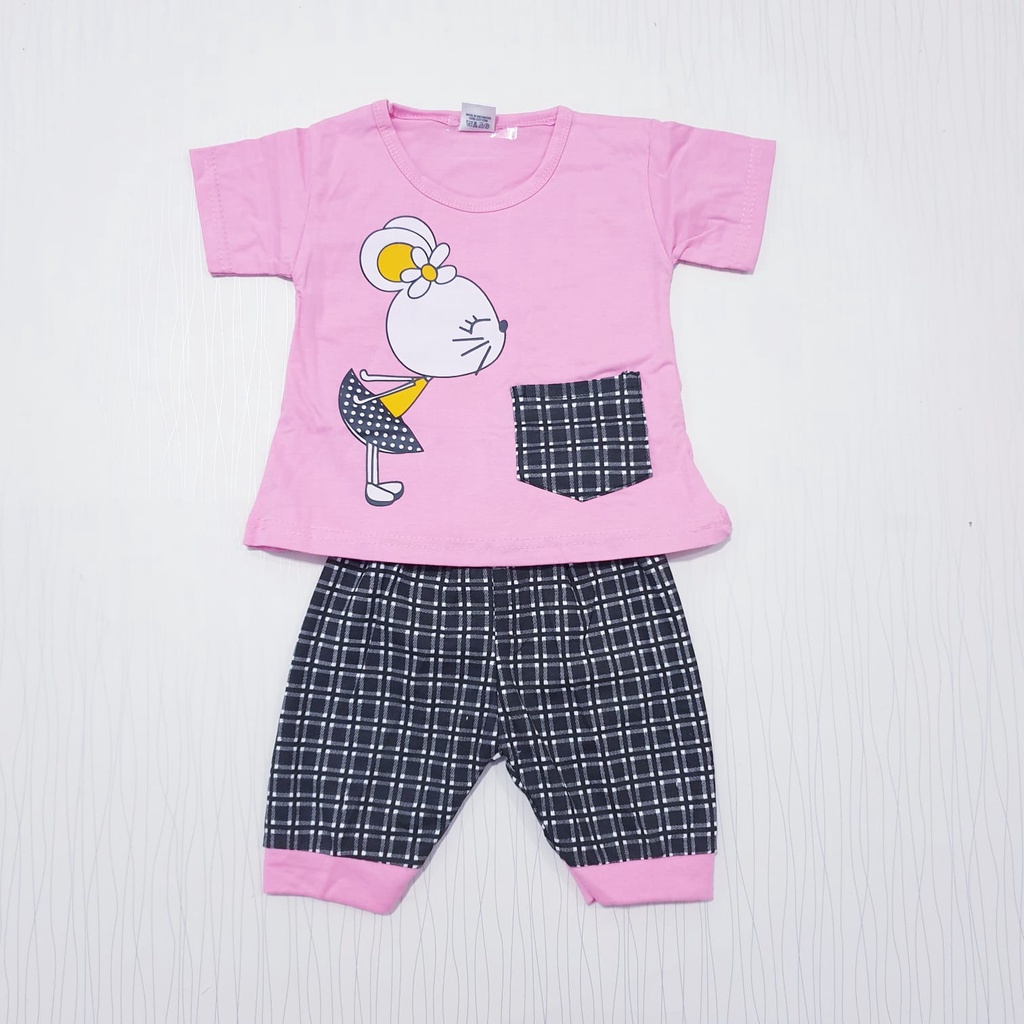 COD baju baby alicia setelan anak perempuan celana joger katun kartun mickey pakaian bayi