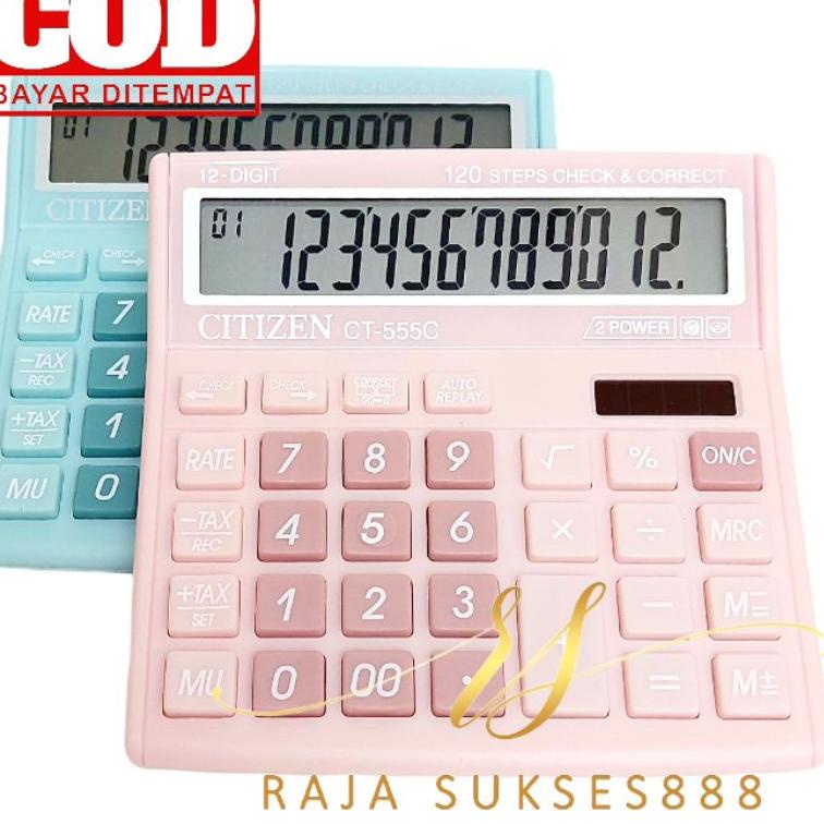 

✨STAR✨ Calculator Citizen CT 555 Warna Pastel Kalkulator CITIZEN 555N 555 N 12 DIGIT CHECK ULANG CHECK CORRECT !!!