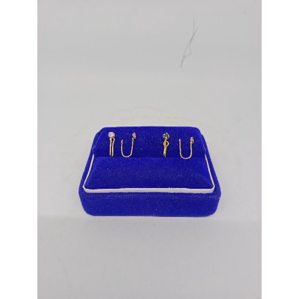 anting hidung variasi warna mata/perak asli silver 925 lapis emas/perhiasan fashion wanita terbaru