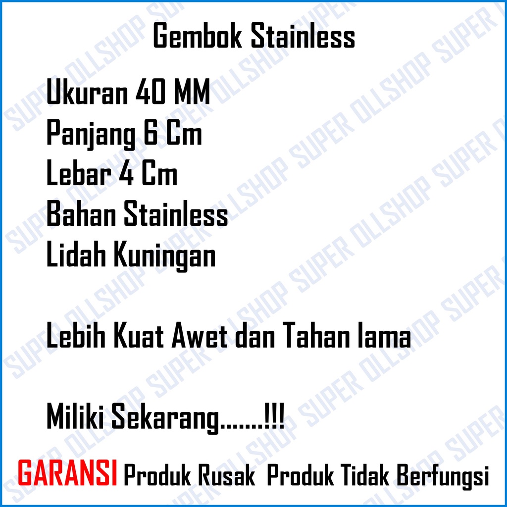 Gembok Pintu Pagar Rumah Stainless Anti Karat / Gembok Putih Cakram Sepeda Anti Maling Stainless Jantung Kuningan