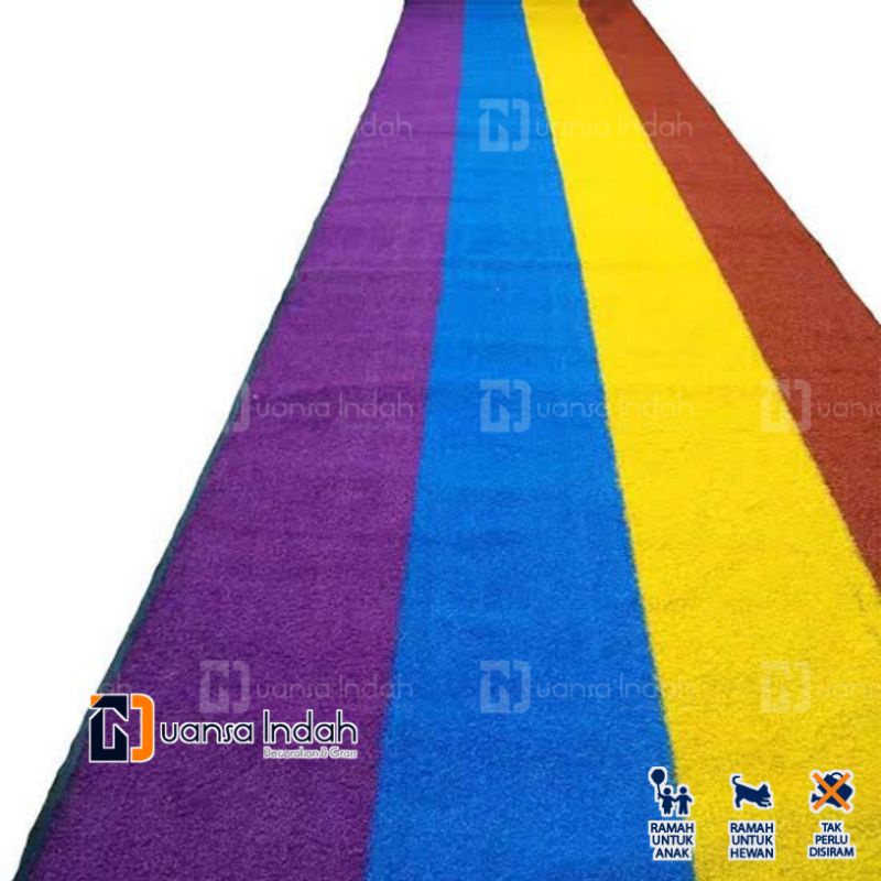 rumput sintetis swiss pelangi import 4 warna ukuran 21 meter persegi