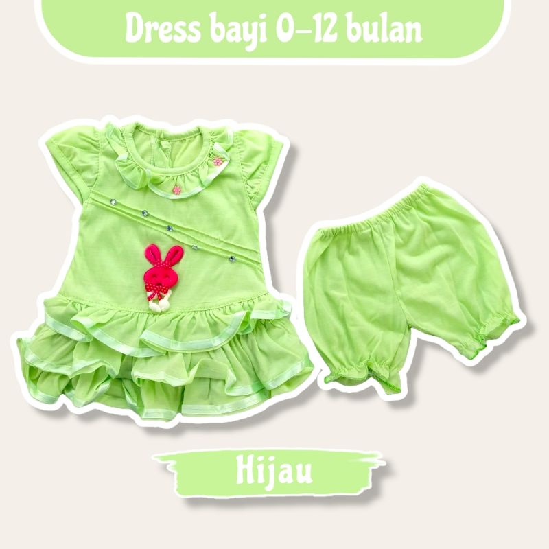 SETELAN BAJU BAYI PEREMPUAN DRESS BAYI USIA 0-12 BULAN