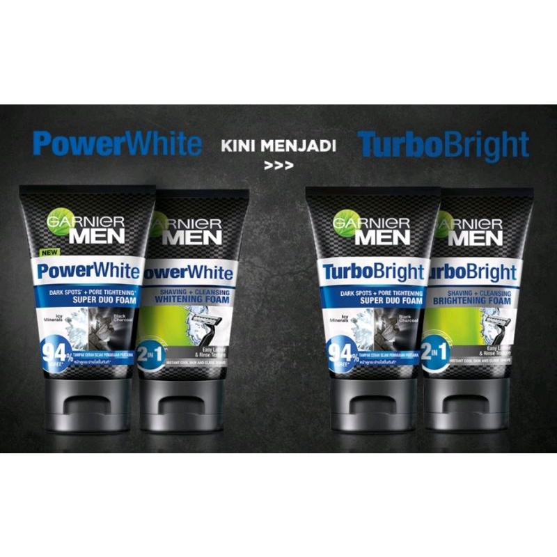 GARNIER MEN ACNO FIGHT, WASABI, TURBO LIGHT, POWER WHITE 100ML