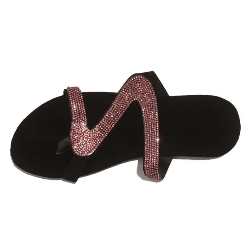 #Sisjuly# Sandal baru wanita sandal wanita sandal jepit dengan sandal jepit berlian mode dasar datar