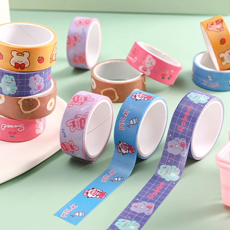 Kawaii Kartun Beruang Kertas Tape/Gadis Lucu Hati DIY Tangan Dekorasi Aksen Stiker Warna