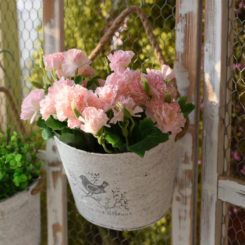[Elegan] Pot Bunga Rustic Kreatif Untuk Balkon Taman Dinding Besi Vintage Keranjang Gantung