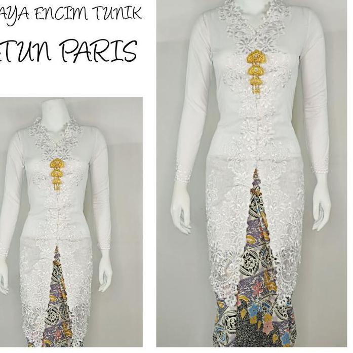 ✬ Indah KEBAYA ENCIM TUNIK LENGAN PANJANG BORDIR SENADA KATUN PARIS KEBAYA WISUDA KEBAYA KATUN KEBAY