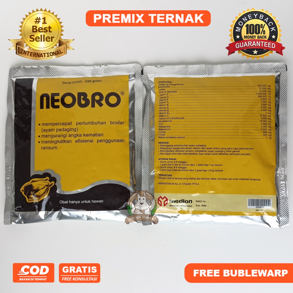 NEOBRO 250 Gram MEDION Vitamin Penambah Berat Penggemuk Ayam Broiler Unggas