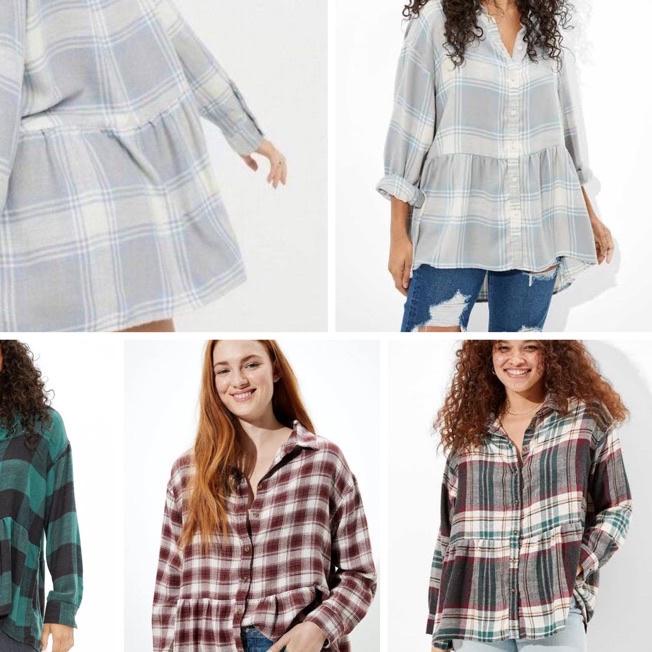 ✴ American Eagle Flannel Babydoll Shirt ♞