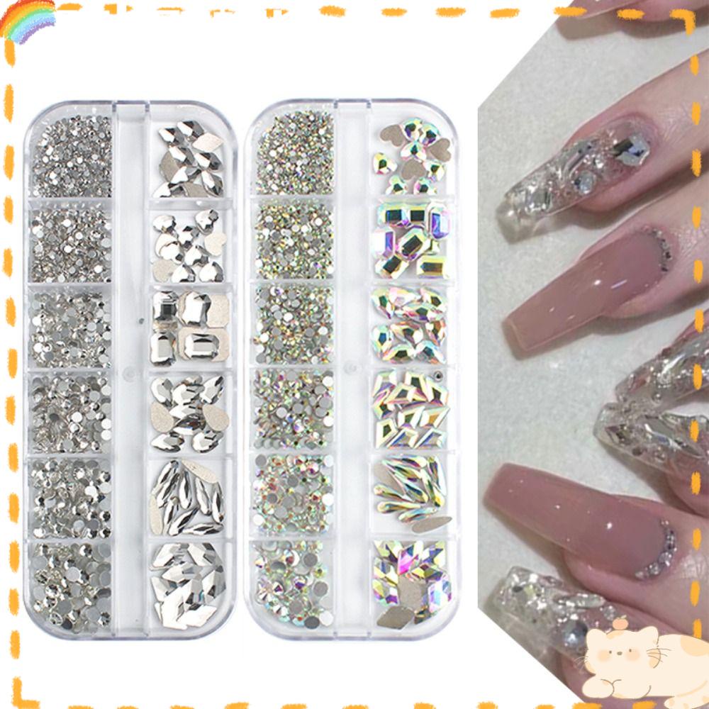 Solighter Nail Art Diamond Multi Size Mewah Kuku Glitter Flatback Diamond