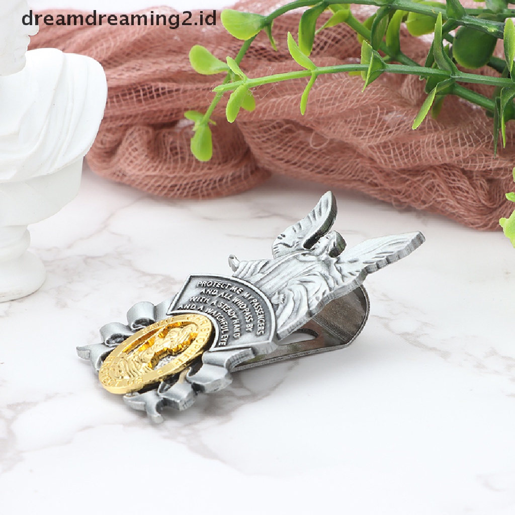 (dream) Medali St Christopher Mobil Saint Christopher Visor Clip Pelindung Angel Visor.