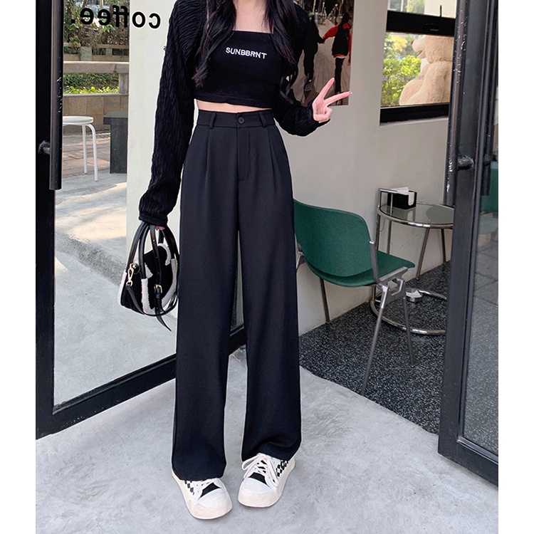 celana hitam-celana korea kulot panjang-celana hitam cewek kekinian highwaist