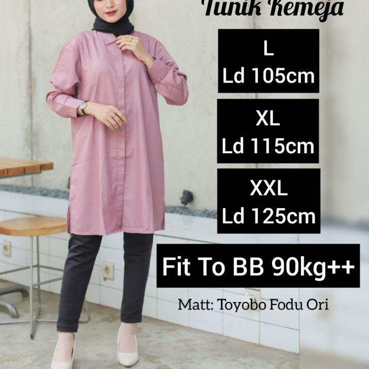 ۝ KEMEJA TUNIK JUMBO / TUNIK TOYOBO PREMIUM LD  125 / KEMEJA PUTIH / DRESS TUNIK PUTIH ☆