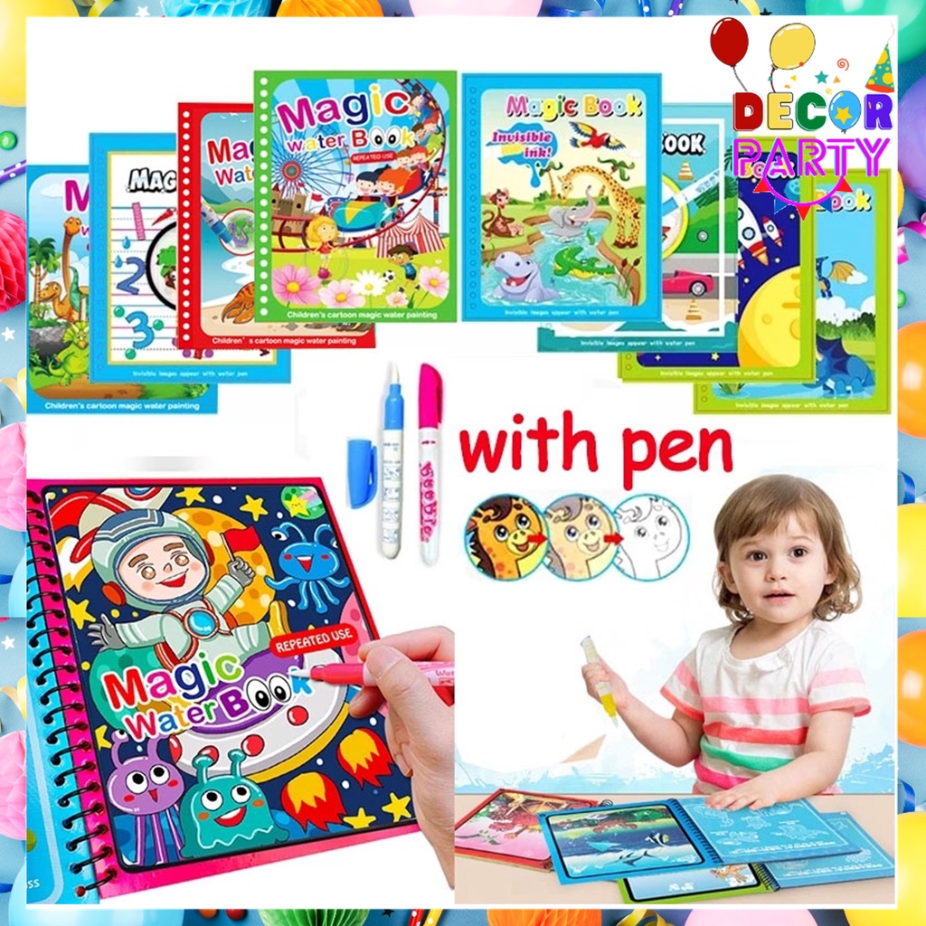 

DP Buku Ajaib Megic Water Coloring Book Invisible Ink Buku Gambar Mewarnai Anak Spidol Air