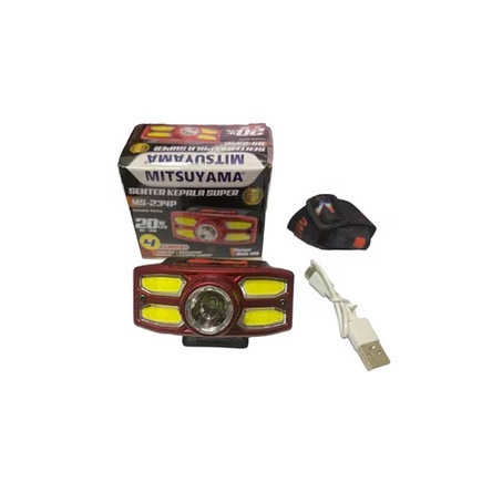 ( COD ) Senter Kepala Super Ms-234 P Charger Mode USB Cahaya Putih 4 Fungsi Mode 20 W Led Headlamp Camping Murah Berkualitas