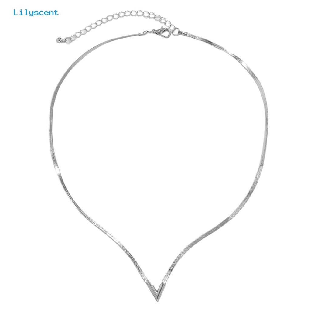 [LS] Adjustable Dipanjangkan Rantai Oblate Pria Kalung V-shaped Charm Choker Necklace Perhiasan Aksesoris