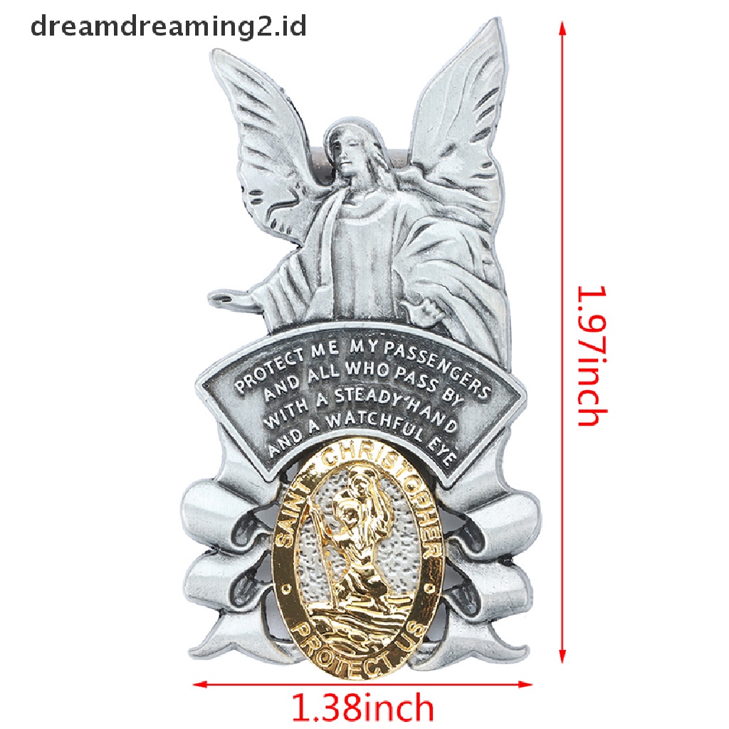 (dream) Medali St Christopher Mobil Saint Christopher Visor Clip Pelindung Angel Visor.