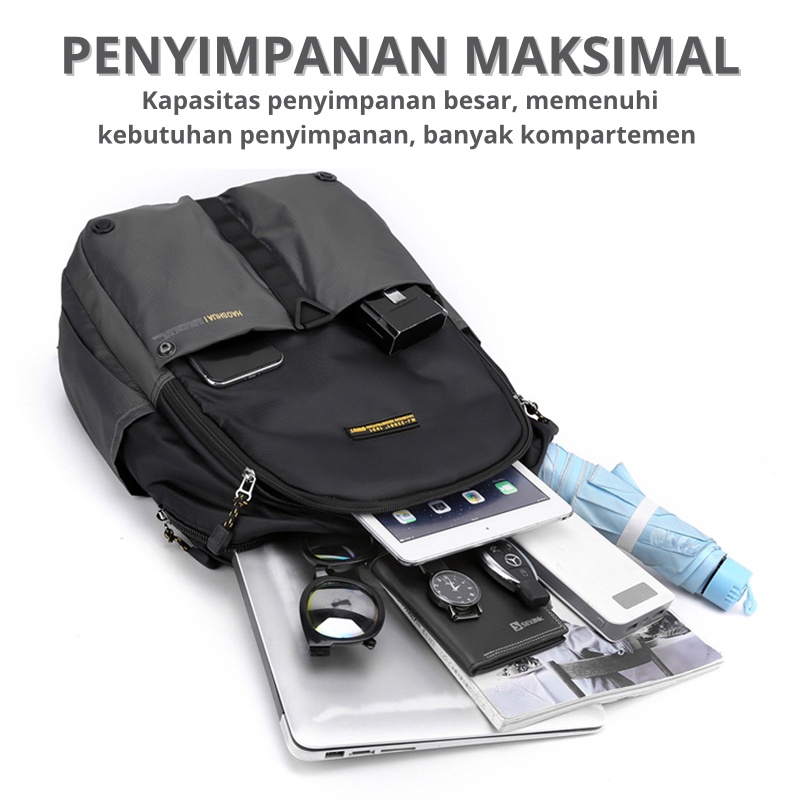 Mainland Tas Ransel Pria Bahan Oxford Backpack Sekolah Kuliah Model Simple TR305