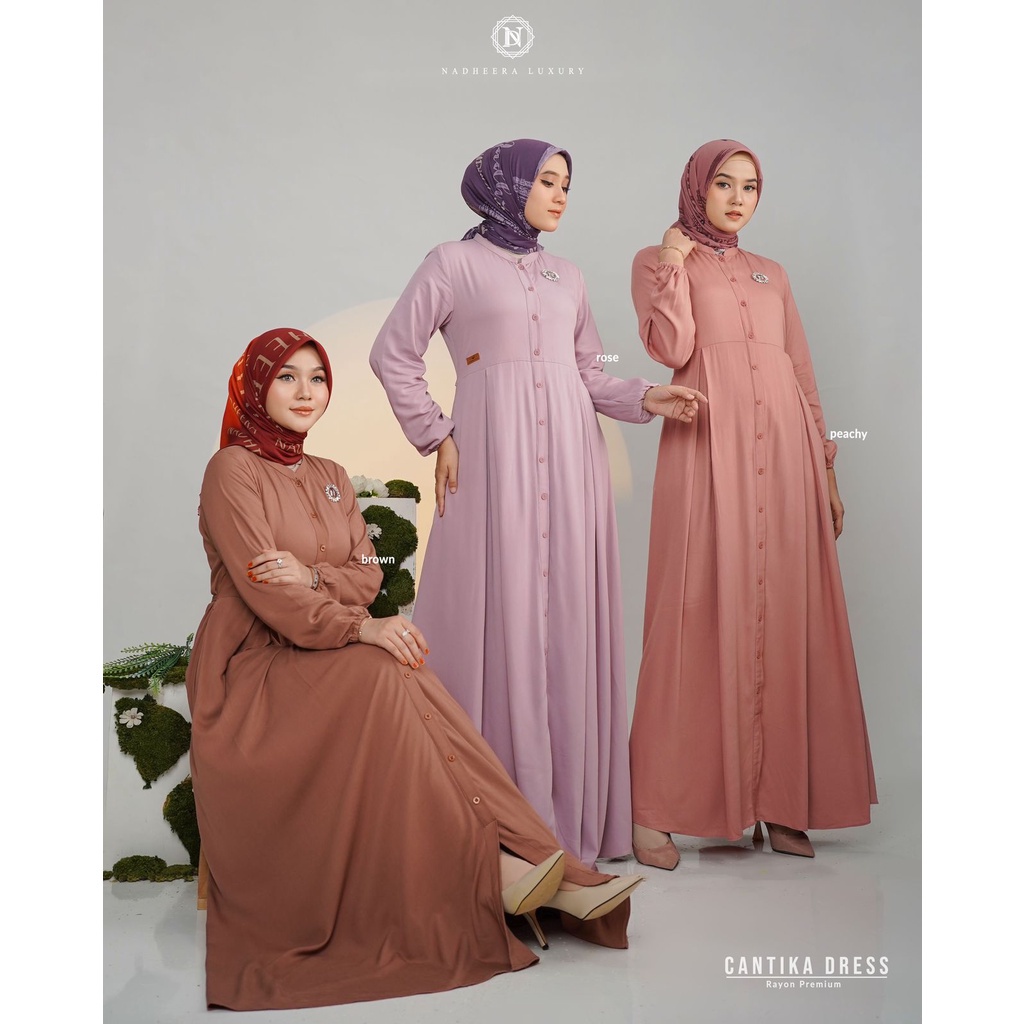 Ready Stock Terbaru Nadheera Luxury . COD Cantika Dress ORI by Nadheera Luxury Gamis Terbaru Rayon P