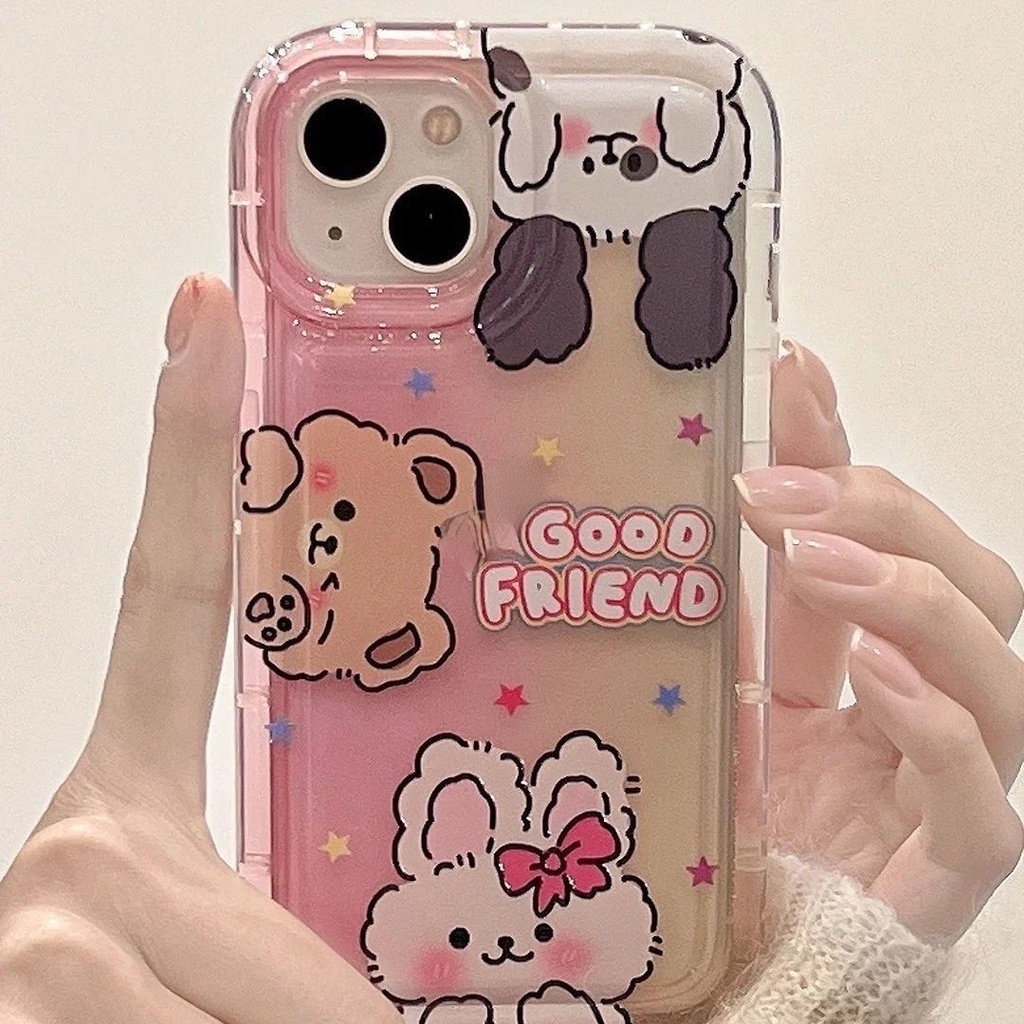 IPHONE Casing Ponsel Desain Print Good Friends Word In Bear Kompatibel Dengan Iphone12 13 14 11 Pro Max X Xs Max Xr Pythh