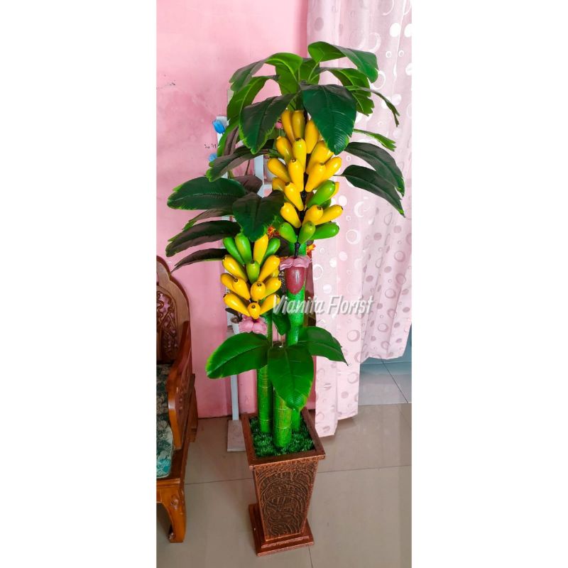 TANAMAN HIAS POHON PISANG ARTIFICIAL BESAR UNTUK SUDUT RUANGAN SATU PAKET