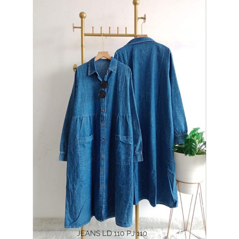 TUNIK JEANS LD 150 & 110 / TUNIK WANITA / OOTD HIJAB / FASHION MUSLIM